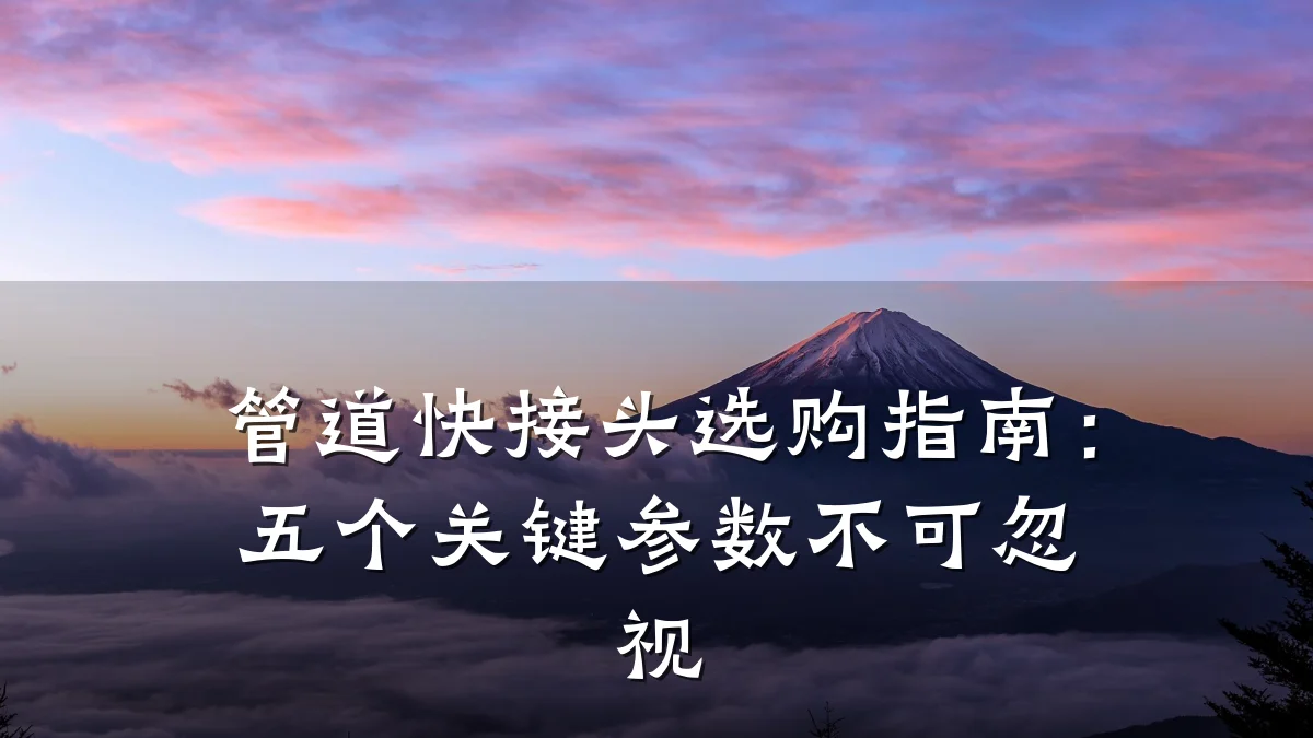 管道快接头选购指南：五个关键参数不可忽视